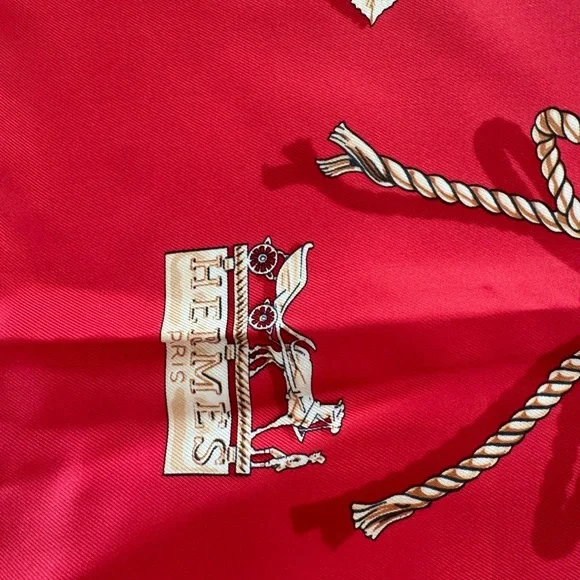 Hermes Red Silk Scarf